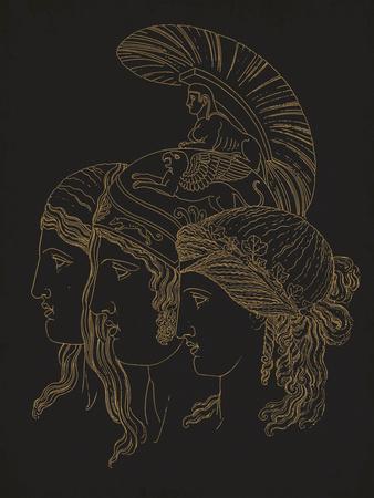 Thomas Baxter 19th Century Art Classical ArtFabulous Art Print size A3 on 225gsm paper Greek Mythology Three Grecian Heads